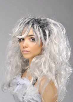 Womens Long Grey Gothic Ghost Bride Wig