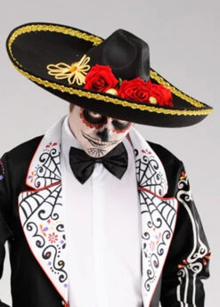 Adult Black Day Of The Dead Sombrero Hat