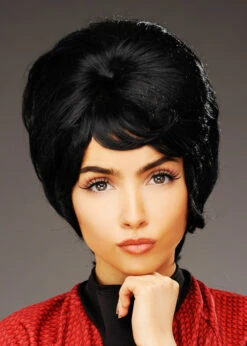 Womens Star Trek Style Black Beehive Uhura Wig