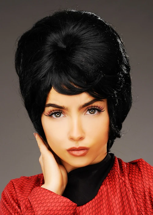 Womens Star Trek Style Black Beehive Uhura Wig 4 Womens Star Trek Style Black Beehive Uhura Wig - Image 2