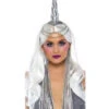 Womens Deluxe Silver Unicorn Horn Headpiece With Mane 1 Womens Deluxe Silver Unicorn Horn Headpiece With Mane -Halloween Fans Shop a2816 silver unicorn set