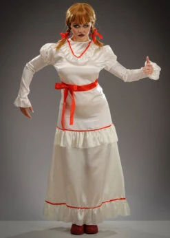 Womens Annabelle Style Long Evil Doll Costume 9 Womens Annabelle Style Long Evil Doll Costume -Halloween Fans Shop adult annabelle doll costume 79007 02