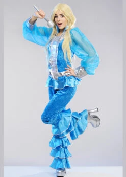 Womens 1970s Blue And Silver Abba Style Costume -Halloween Fans Shop adult blue agnetha abba costume 3149 02