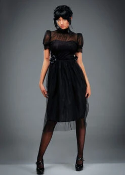 Womens Wednesday Black Prom Dress Costume -Halloween Fans Shop adult wednesday prom costume 02