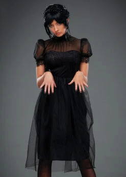 Womens Wednesday Black Prom Dress Costume -Halloween Fans Shop adult wednesday prom costume 03