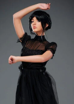 Womens Wednesday Black Prom Dress Costume -Halloween Fans Shop adult wednesday prom costume 04