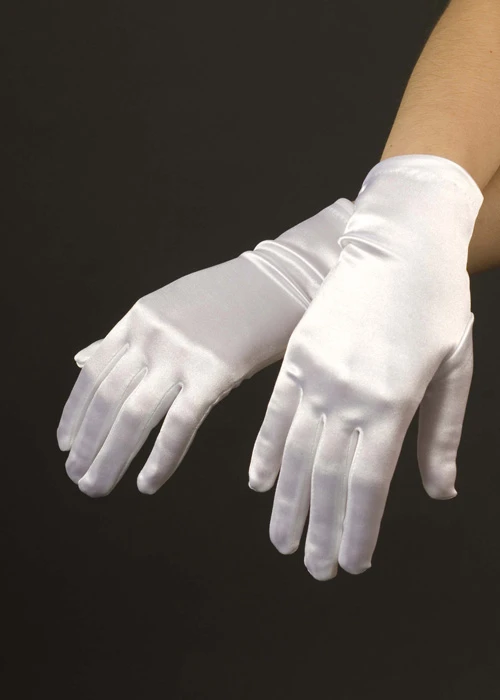Womens White Satin Sailor Gloves 3 Womens White Satin Sailor Gloves