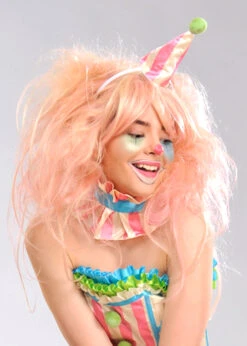 Womens Deluxe Candy Floss Pink Clown Wig