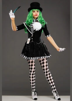 Womens Black And White The Joker Mime Costume