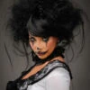 Womens Gothic French Clown Black Backcombed Wig 1 Womens Gothic French Clown Black Backcombed Wig -Halloween Fans Shop black backcombed gothic clown wig ST706