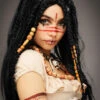 Deluxe Long Black Voodoo Witch Doctor Wig With Beads -Halloween Fans Shop black beaded voodoo wig 43286