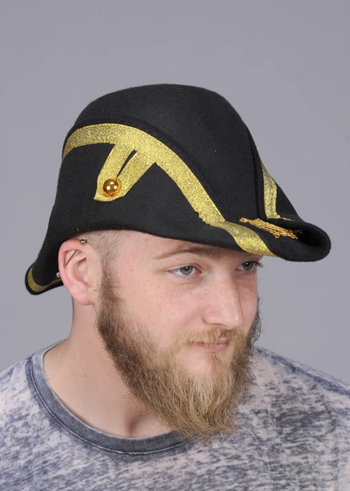 Adult Black Bicorn Pirate Hat 3 Adult Black Bicorn Pirate Hat