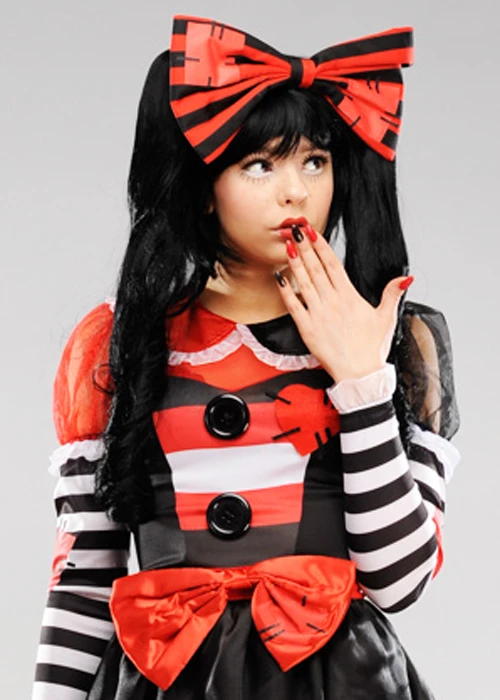 Womens Halloween Gothic Black Broken Doll Wig 3 Womens Halloween Gothic Black Broken Doll Wig