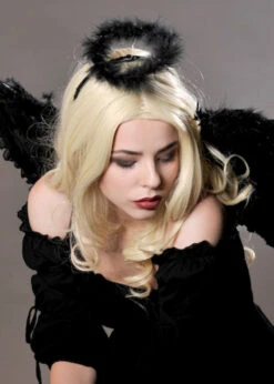Gothic Angel Black Fluffy Halo