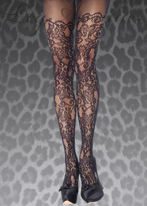 Plus Size Leg Avenue Black Floral Vine Net Tights 3 Plus Size Leg Avenue Black Floral Vine Net Tights