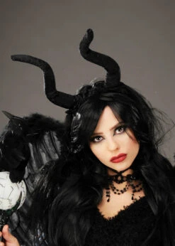 Black Maleficent Style Horns On Headband