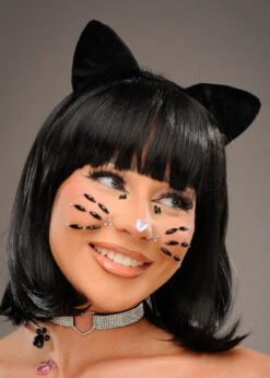 Womens Halloween Black Velvet Cat Ears -Halloween Fans Shop black velvet cat ears 01