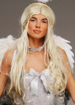 Womens Halloween Fallen Angel Long Blonde Wig