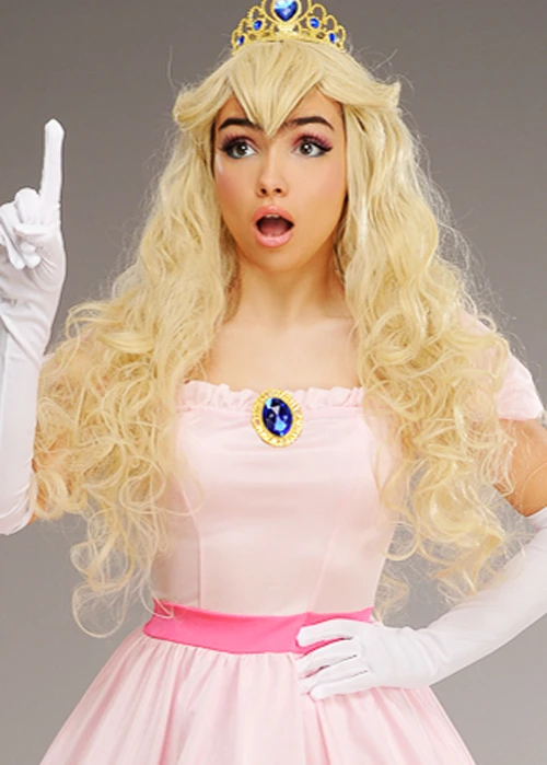 Womens Princess Peach Style Long Blonde Wig 4 Womens Princess Peach Style Long Blonde Wig - Image 2