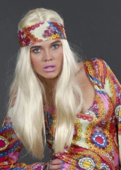 70s Hippy Girl Long Straight Blonde Wig