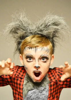 Childrens Grey Werewolf Halloween Wolf Boy Ears