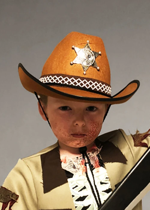 Kids Walking Dead Style Brown Sheriff Hat 4 Kids Walking Dead Style Brown Sheriff Hat - Image 2