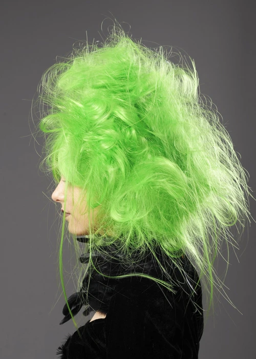 Womens Halloween Neon Green Messy Zombie Wig 4 Womens Halloween Neon Green Messy Zombie Wig - Image 2