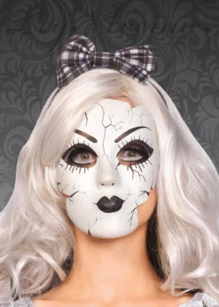 Womens Gothic Halloween Broken Doll Mask