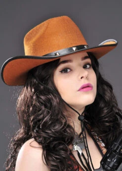 Adult Womens Western Brown Felt Cowboy Hat