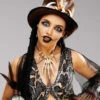 Womens Brown Voodoo Top Hat With Dreads 2 Womens Brown Voodoo Top Hat With Dreads -Halloween Fans Shop brown voodoo top hat