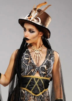Womens Brown Voodoo Top Hat With Dreads 8 Womens Brown Voodoo Top Hat With Dreads -Halloween Fans Shop brown voodoo top hat 02