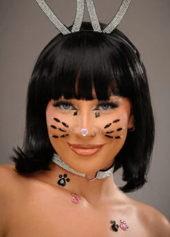 Cute Bunny Girl Face Jewels Sticker