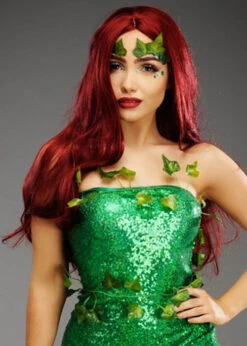 Womens Deluxe Long Dark Red Poison Ivy Style Wig 6 Womens Deluxe Long Dark Red Poison Ivy Style Wig -Halloween Fans Shop burgundy poison ivy wig 01
