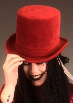 Halloween Voodoo Witch Doctor Burgundy Top Hat -Halloween Fans Shop burgundy voodoo top hat 01