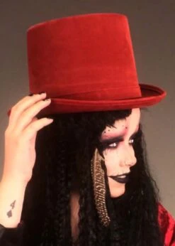 Halloween Voodoo Witch Doctor Burgundy Top Hat -Halloween Fans Shop burgundy voodoo top hat 02