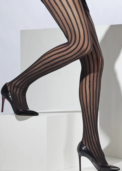 Opaque Black Striped Burlesque Tights 3 Opaque Black Striped Burlesque Tights