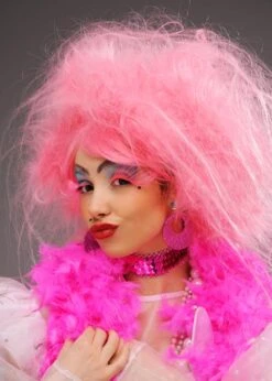 Candy Pink Backcombed Pantomime Dame Wig