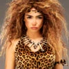 Womens Wild Cavewoman Curly Brown Wig -Halloween Fans Shop cave girl halloween cavewoman wig