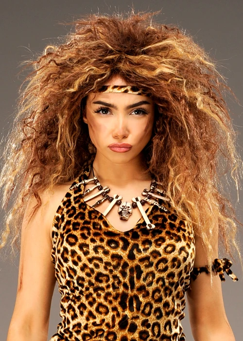 Womens Wild Cavewoman Curly Brown Wig 3 Womens Wild Cavewoman Curly Brown Wig
