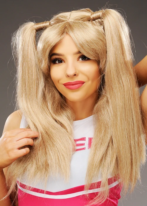 Womens Schoolgirl Long Blonde Bunches Wig 3 Womens Schoolgirl Long Blonde Bunches Wig
