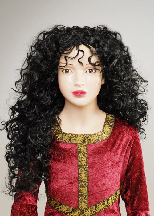 Kids Size Curly Black Mother Gothel Style Wig 3 Kids Size Curly Black Mother Gothel Style Wig