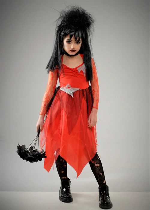 Kids Beetlejuice Style Lydia Red Bride Costume 6 Kids Beetlejuice Style Lydia Red Bride Costume - Image 4