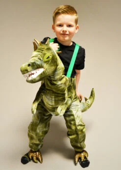Kids Green Ride On Dinosaur Costume With Sound And Light