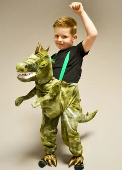 Kids Green Ride On Dinosaur Costume With Sound And Light 7 Kids Green Ride On Dinosaur Costume With Sound And Light -Halloween Fans Shop childrens ride on dinosaur costume 02