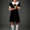 Childrens Wednesday Addams Style Halloween Costume -Halloween Fans Shop childrens velvet wednesday costume 3576M