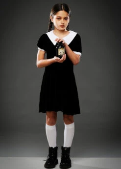 Childrens Wednesday Addams Style Halloween Costume