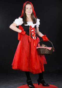 Childrens Long Red Riding Hood Costume
