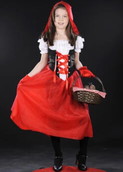Childrens Long Red Riding Hood Costume 9 Childrens Long Red Riding Hood Costume -Halloween Fans Shop childs long red riding hood costume 02