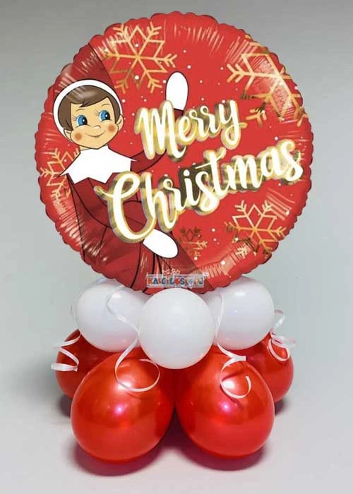 Inflated Merry Christmas Naughty Elf Balloon Centrepiece 3 Inflated Merry Christmas Naughty Elf Balloon Centrepiece