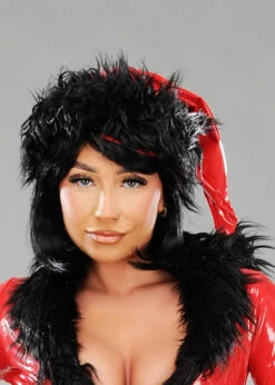 Womens Christmas Vinyl Red And Black Santa Hat